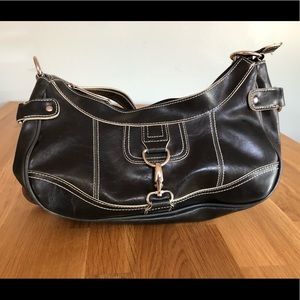 Black Emilie M. Faux Leather Shoulder Bag. Vegan.